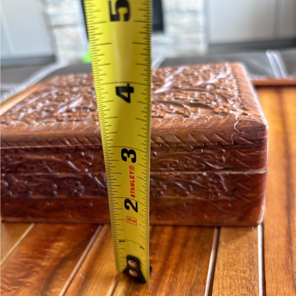 Wood Hand Carved Ornate Trinket Box - India - Picture 10 of 10